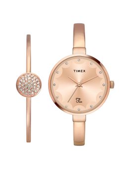 Timex - Fria Round 32mm Rose Gold Dial Analog Women Watch - TWEL18502