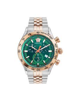 VERSACE - Men Hellenyium Chr. Green Round Dial Analog Watch - VE2U00924 (M)