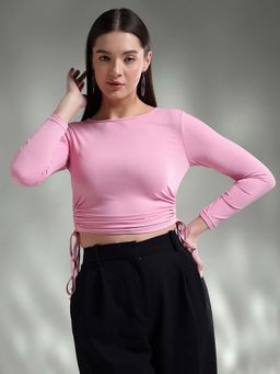 KOTTY - Pink Solid Crop Top