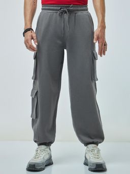 Bewakoof - Heavy Duty 1.0 Men's Grey Super Loose Fit Brushed Cargo Joggers