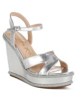 London Rag - Silver Rhinestones Embellished Wedges