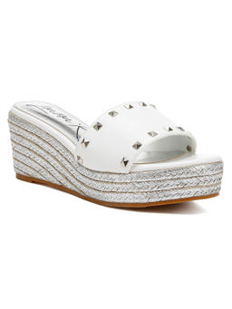 London Rag - White Slip On Wedges