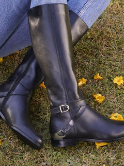 Saint G - Women Black Stretch Suede Leather Knee High Boots