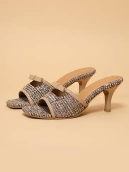 ERIDANI - Women Leslie Tan Tweed Bow Detail Stilettos