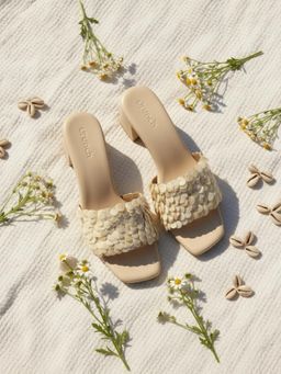 drunch - White Pearl Pop Shell Sequin Heels
