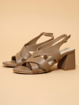 ERIDANI - Women Seneca Beige Cross Strap Block Heels with Slingback