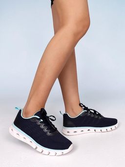 Truffle Collection - Navy Blue Solid Casual Sneakers