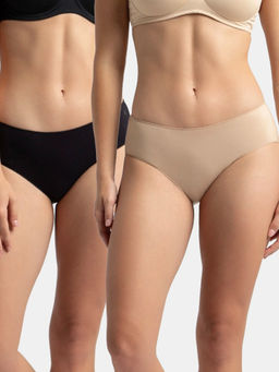 Jockey - 1802 Women Micro Modal Elastane Hipster - Black & Skin (Pack of 2)