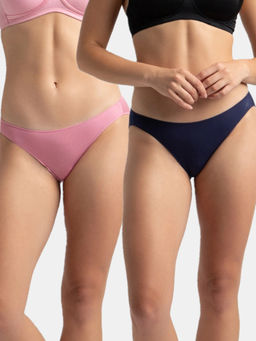 Jockey - 1803 Women Medium Coverage Modal Bikini - C. Rose & Classic Navy (Pack of 2)