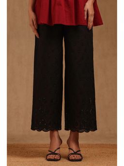 Soch - Women Black Cotton Embroidered Palazzo With Thread Work