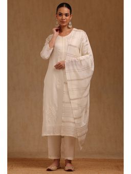 Soch - Women Off White Embroidered Kurta with Pant and Dupatta