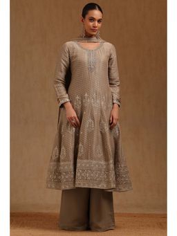 Soch - Women Brown Embroidered Anarkali Kurta with Palazzo and Dupatta
