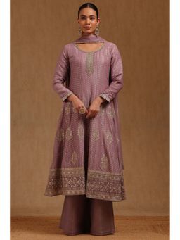 Soch - Women Purple Embroidered Anarkali Kurta with Palazzo and Dupatta