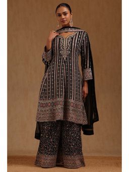 Soch - Women Black Georgette Embroidered Anarkali Kurta with Palazzo and Dupatta