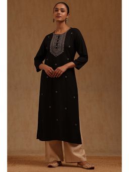 Soch - Women Black Embroidered Kurta