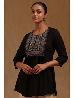 Soch - Women Black Rayon Embroidered Tunic