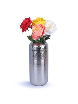 HomeTown - Shiraz Metal Hammered Vases In Silver