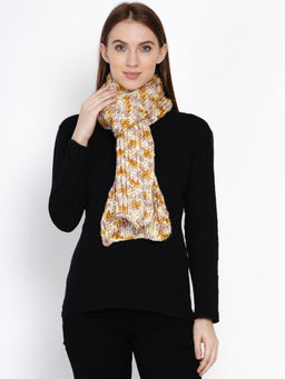 Fabnest - Women Acrylic Mustard Multicolour Winter Knit Scarf