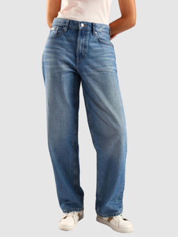 Calvin Klein - Blue Mid Wash Loose Fit High Rise Jeans