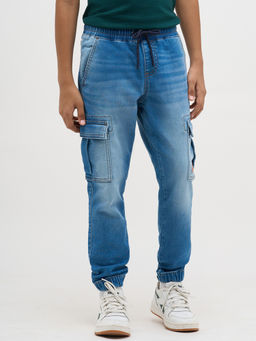 Jack & Jones Junior - Boys Solid Tapered Fit Mid Rise Blue Jeans