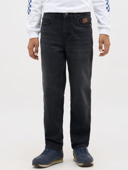 Jack & Jones Junior - Boys Solid Loose Fit Mid Rise Dark Grey Jeans