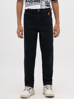 Jack & Jones Junior - Boys Solid Loose Fit Mid Rise Black Jeans