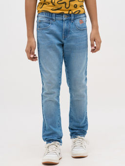 Jack & Jones Junior - Boys Solid Regular Fit Blue Mid Rise Jeans