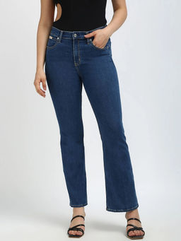 Calvin Klein - Blue Medium Wash Flared Fit High Rise Jeans