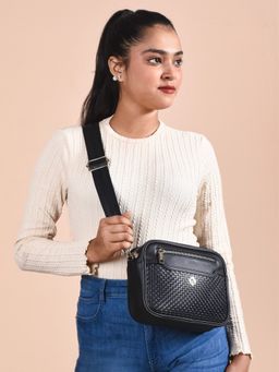 Nestasia - Embossed Luxe Crossbody Bag Black