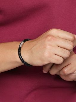 OOMPH - Black Braided Leather Handmade Wrap Bracelet