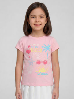 R&B - Pink Girls Printed Short Sleeves T-Shirt