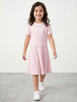 R&B - Pink Cotton Printed Girls Dress