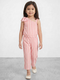 R&B - Pink Cotton Blend Girl Top With Pant