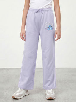 R&B - Girl Purple Wide Leg Graphic Track Pants