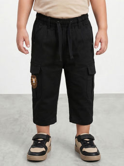 R&B - Boys Black Regular Fit Cargos Trousers
