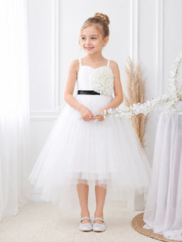Toy Balloon Kids - Kids Girls White Party Wear High Low Dress