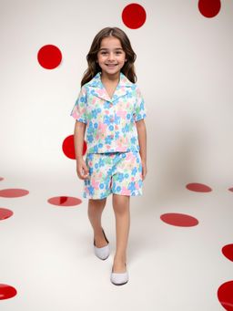 Toonyport - Girls Cotton Printed Co-Ord - White (Set of 2)