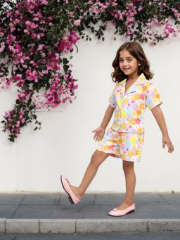 Toonyport - Girls Cotton Printed Co-Ord - Pink (Set of 2)