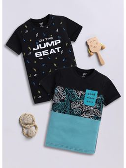 Toonyport - Boys Graphic Printed Round Neck Cotton T-Shirt - Multi-Color (Pack of 2)