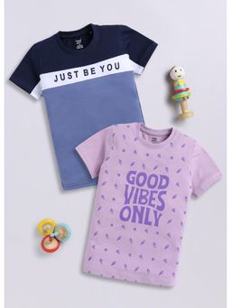 Toonyport - Boys Graphic Printed Round Neck Cotton T-Shirt - Multi-Color (Pack of 2)