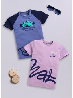 Toonyport - Boys Graphic Printed Round Neck Cotton T-Shirt - Multi-Color (Pack of 2)