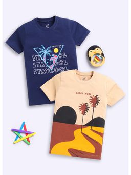 Toonyport - Boys Graphic Printed Round Neck Cotton T-Shirt - Multi-Color (Pack of 2)