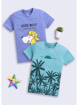 Toonyport - Boys Graphic Printed Round Neck Cotton T-Shirt - Multi-Color (Pack of 2)