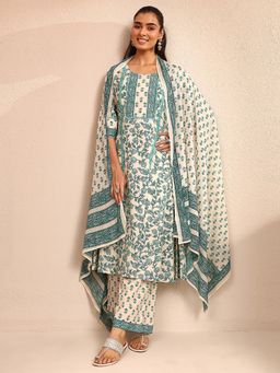Libas - Floral Printed A-Line Kurta With Printed Pant & Floral Printed Dupatta