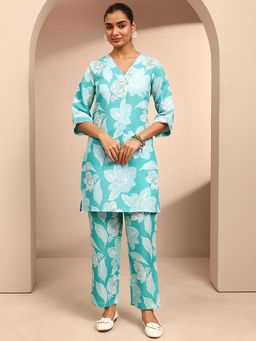 Gerua By Libas - Blue Floral Printed Co-Ord Set