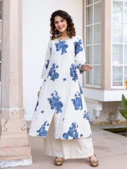 Autumnlane - Karen Hibis Cotton Kurta With Palazzo