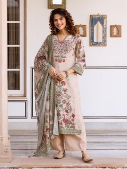 Autumnlane - Karen Oak Cotton Printed Kurta With Palazzo & Dupatta Set