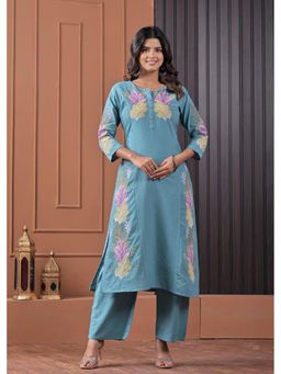 Autumnlane - Chandri Sea Embroidered Kurta With Pant