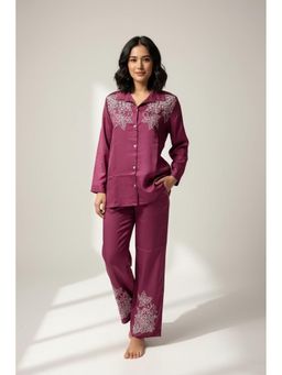 Autumnlane - Kuhu Mulberry Embroidered Co-Ord Set