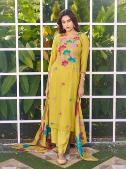 Autumnlane - Wespret Canary Full Work Kurta With Pant & Dupatta